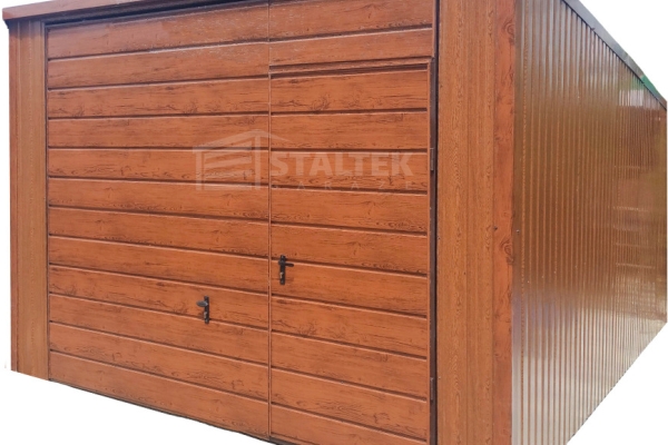 Ogłoszenie - Garaż blaszany 3x5m - 2x Brama - drzwi - złoty dąb - dach spad w tył ST120. Zdjęcie 1