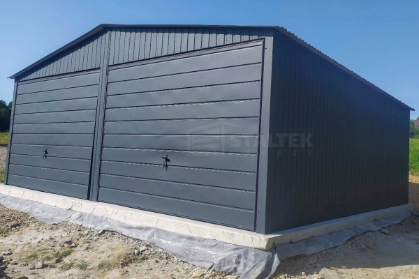 Ogłoszenie - Garaż blaszany 6x5,8 2x Brama uchylna Antracyt Dach dwuspadowy ST116. Zdjęcie 3