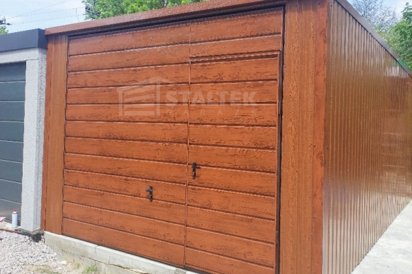 Ogłoszenie - Garaż blaszany 3x5m - 2x Brama - drzwi - złoty dąb - dach spad w tył ST120. Zdjęcie 4