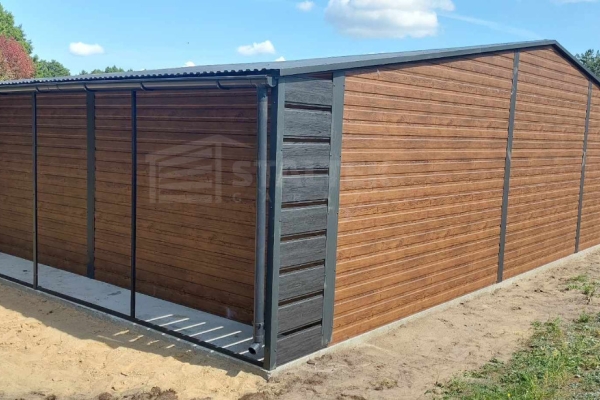 Ogłoszenie - Garaż blaszany 10x6m + wiata 1m - 2x Brama uchylna - 2x okno - drzwi drewnopodobny rynny ST139. Zdjęcie 5