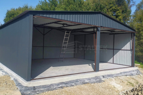 Ogłoszenie - Garaż blaszany 6x5,8 2x Brama uchylna Antracyt Dach dwuspadowy ST116. Zdjęcie 4