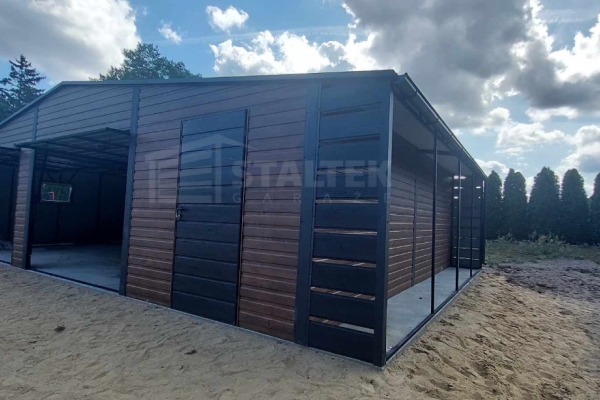 Ogłoszenie - Garaż blaszany 10x6m + wiata 1m - 2x Brama uchylna - 2x okno - drzwi drewnopodobny rynny ST139. Zdjęcie 2