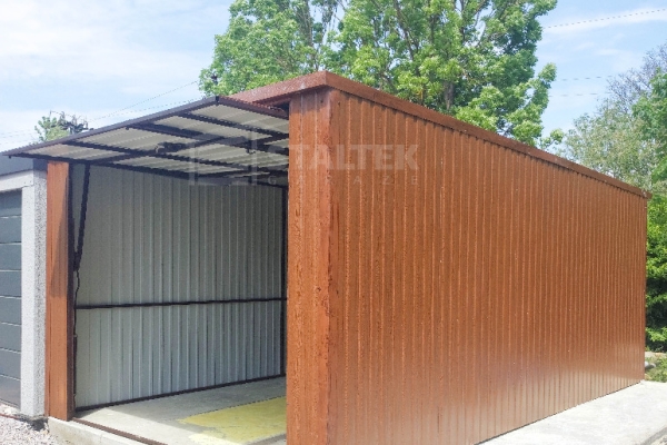 Ogłoszenie - Garaż blaszany 3x5m - 2x Brama - drzwi - złoty dąb - dach spad w tył ST120. Zdjęcie 5