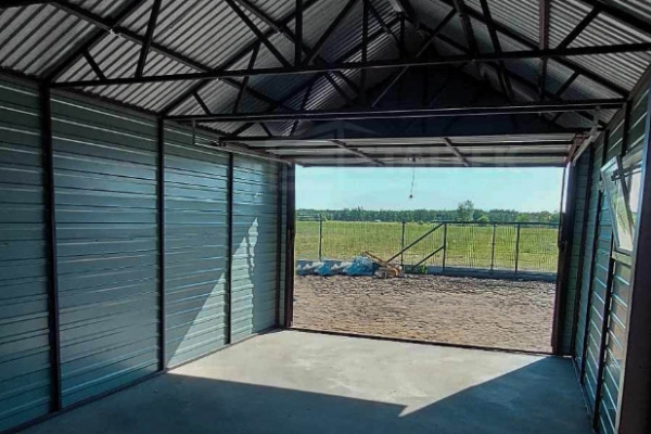 Ogłoszenie - Garaż blaszany 3x5 - Brama uchylna - drzwi - okno - jasny orzech - drewnopodobny - rynny - dach dwuspadowy ST123. Zdjęcie 5