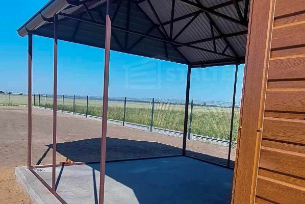 Ogłoszenie - Garaż blaszany 3x5 - Brama uchylna - drzwi - okno - jasny orzech - drewnopodobny - rynny - dach dwuspadowy ST123. Zdjęcie 6