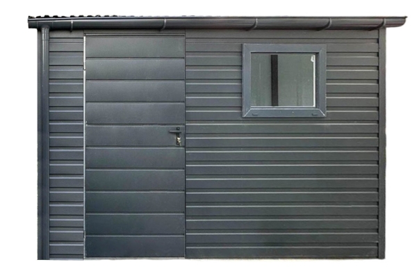 Ogłoszenie - Schowek - domek ogrodowy 3,5x1,2m - 2x drzwi - okno - antracyt - dach spad w przód - rynna ID1049. Zdjęcie 1