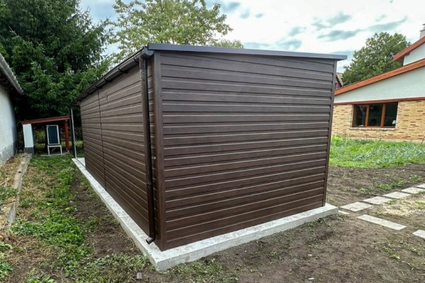 Ogłoszenie - Schowek - domek ogrodowy 6x3m - wiata 3m - drzwi - otwór na okno - ciemny orzech - drewnopodobny - dach spad w bok ID105. Zdjęcie 2