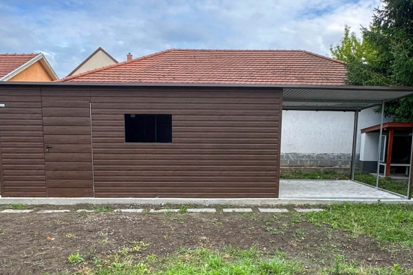 Ogłoszenie - Schowek - domek ogrodowy 6x3m - wiata 3m - drzwi - otwór na okno - ciemny orzech - drewnopodobny - dach spad w bok ID105. Zdjęcie 5