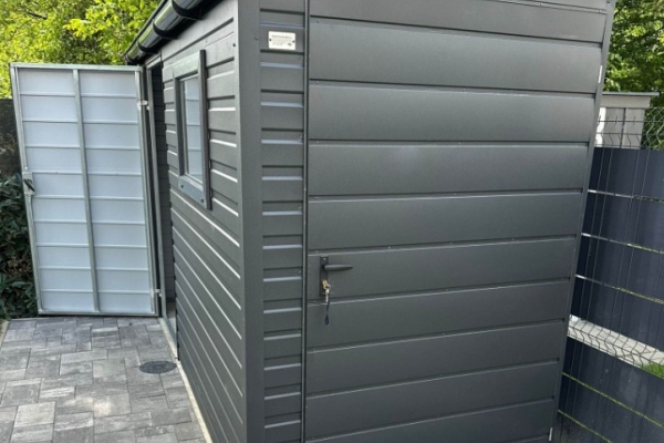 Ogłoszenie - Schowek - domek ogrodowy 3,5x1,2m - 2x drzwi - okno - antracyt - dach spad w przód - rynna ID1049. Zdjęcie 2