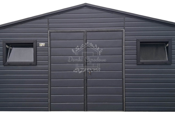 Ogłoszenie - Schowek - domek ogrodowy 4,5x3m - Brama dwuskrzydłowa - 2x okno - antracyt - czarny - dach dwuspadowy ID975. Zdjęcie 1