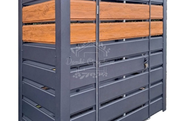 Ogłoszenie - Wiata śmietnikowa 1,6x0,8m Antracyt + jasny orzech Schowek ogrodowy ID1025. Zdjęcie 1