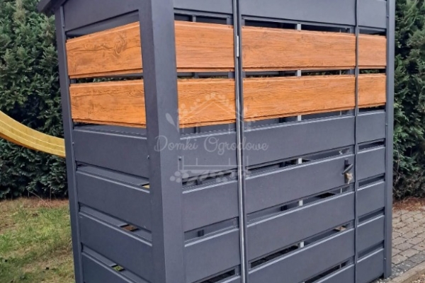 Ogłoszenie - Wiata śmietnikowa 1,6x0,8m Antracyt + jasny orzech Schowek ogrodowy ID1025. Zdjęcie 2