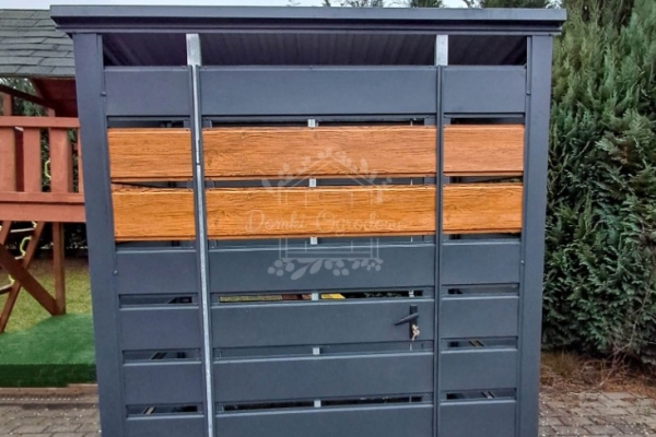 Ogłoszenie - Wiata śmietnikowa 1,6x0,8m Antracyt + jasny orzech Schowek ogrodowy ID1025. Zdjęcie 4