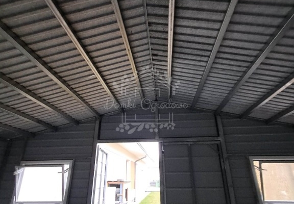 Ogłoszenie - Schowek - domek ogrodowy 4,5x3m - Brama dwuskrzydłowa - 2x okno - antracyt - czarny - dach dwuspadowy ID975. Zdjęcie 2