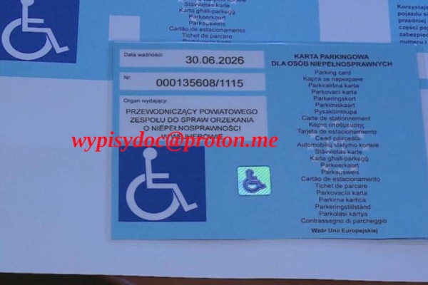 Ogłoszenie - !HIT! Karta parkingowa osoby niepełnosprawnej. Oryginał tylko u mnie!. Zdjęcie 2