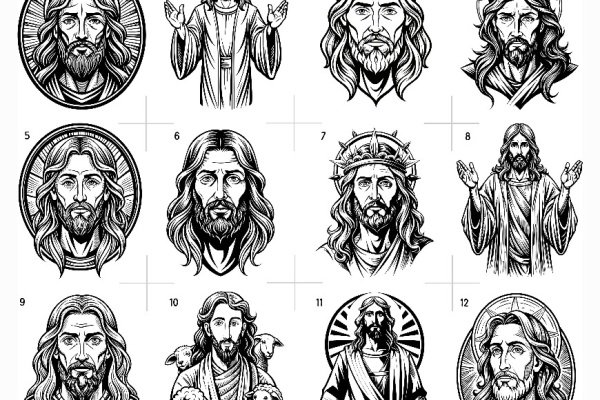 Ogłoszenie - Kliparty wektorowe SVG „Jezus” – 23 pliki do piaskowania, grawerowania i DIY | Artesis. Zdjęcie 2