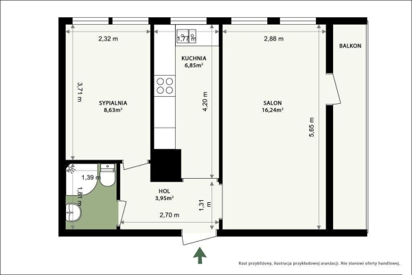 Ogłoszenie - 2pok, 41met, Okolice Młodych Techników BALKON/PIWNICA (Wrocław). Zdjęcie 10