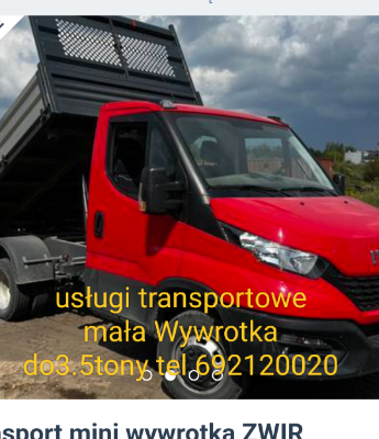 Ogłoszenie - Usługi transportowe wywrotka kiper Rzeszów Krasne tel 692120020 Podkarpacie. Zdjęcie 1