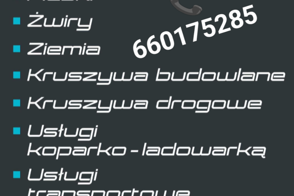 Ogłoszenie - Sprzedaż piasek płukany i kopany podsypka płukany tel 660175285 Budziwój Rzeszów. Zdjęcie 1