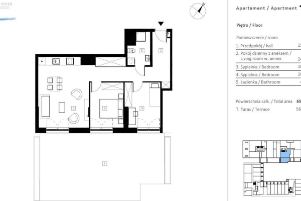 Ogłoszenie - 3pok, 65met, Angel River TARAS/GARAŻ/2018 (Wrocław). Zdjęcie 7
