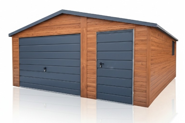 Ogłoszenie - Garaż Blaszany 5x6 Drewnopodobny Złoty Dąb Grafit Brama + Drzwi PRODUCENT. Zdjęcie 1