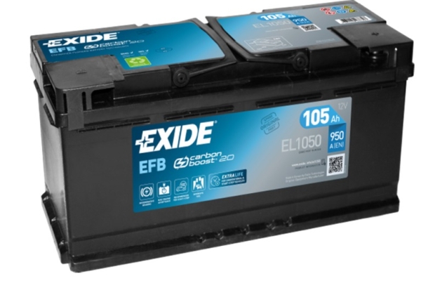 Ogłoszenie - Akumulator Exide Start Stop EFB 105Ah 950A EL1050 PRAWY PLUS. Zdjęcie 1
