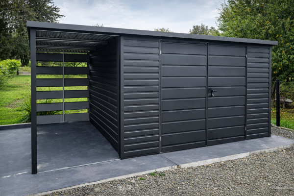 Ogłoszenie - Domek Ogrodowy Narzędziowy 6x4 z wiatą Ciemny Grafit MAT Producent. Zdjęcie 1