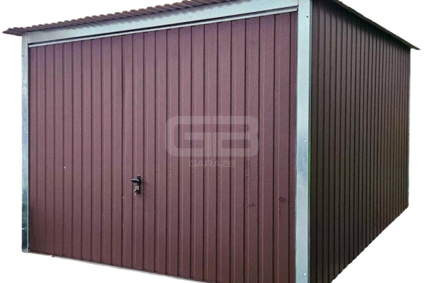 Ogłoszenie - Garaż blaszany 3x4 m - wolnostojący - brama uchylna - ciemny brąz - spad w tył GB134. Zdjęcie 1