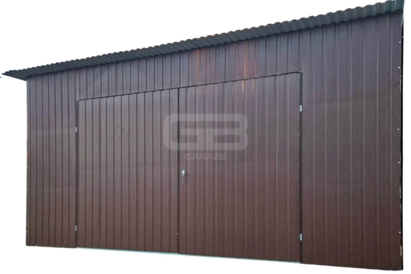 Ogłoszenie - Garaż blaszany 5x6m, wolnostojący - brama dwuskrzydłowa - drzwi - okno - spad w tył GB175. Zdjęcie 1