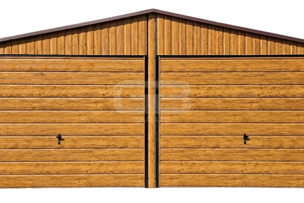 Ogłoszenie - Garaż blaszany 6x6m + wiata 6x1m wolnostojący - drewnopodobny - 2x brama - drzwi - dwuspadowy GB182. Zdjęcie 1