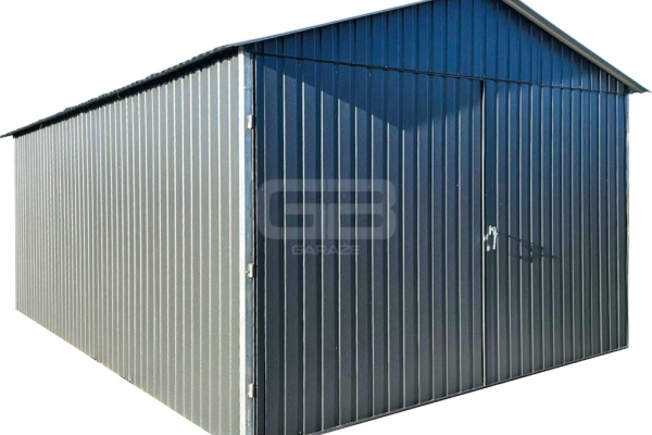 Ogłoszenie - Garaż blaszany 3x6m - wolnstojący - brama dwuskrzydłowa - antracyt dwuspadowy GB155. Zdjęcie 1