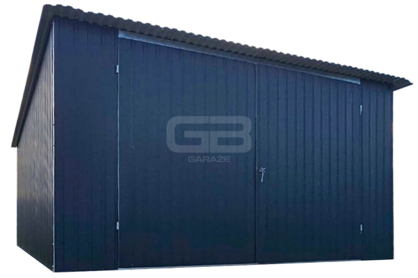 Ogłoszenie - Garaż blaszany 4x5m - wolnostojący - brama dwuskrzydłowa - antracyt - spad w tył GB164. Zdjęcie 1