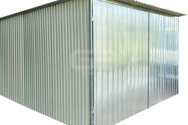 Ogłoszenie - Garaż blaszany 3×5 m – II gatunek – idealny na budowę – wolnostojący – brama – dach jednospadowy GB115. Zdjęcie 1