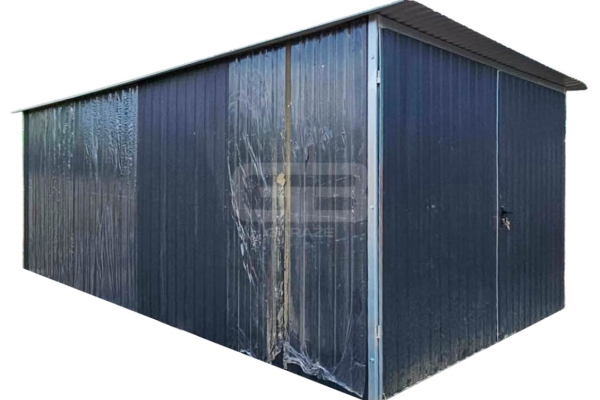 Ogłoszenie - Garaż blaszany 3×5 m – II gatunek – idealny na budowę – wolnostojący – brama – dach jednospadowy GB116. Zdjęcie 1