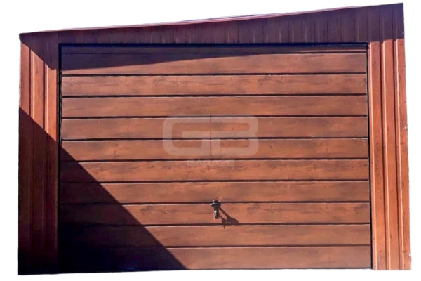 Ogłoszenie - Garaż blaszany 3,5x5 Brama uchylna - kolor drewnopodobny - spad w bok GB131. Zdjęcie 1