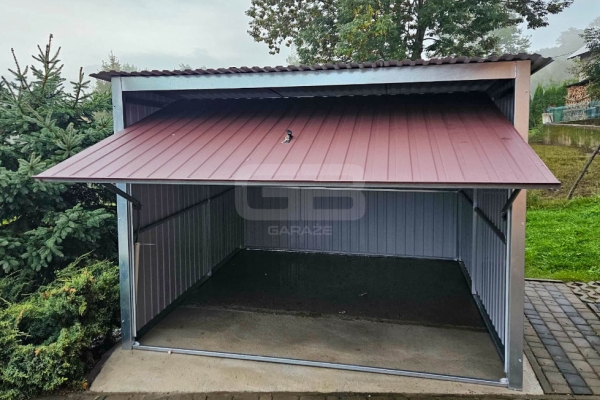 Ogłoszenie - Garaż blaszany 3x4 m - wolnostojący - brama uchylna - ciemny brąz - spad w tył GB134. Zdjęcie 3