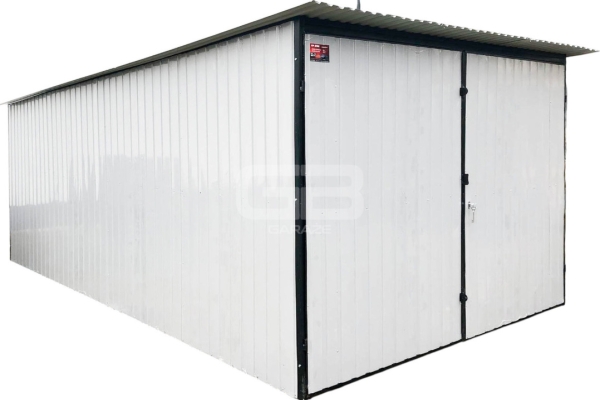 Ogłoszenie - Garaż blaszany 3x5 Brama dwuskrzydłowa Biały  Dach spad w tył GB141. Zdjęcie 1