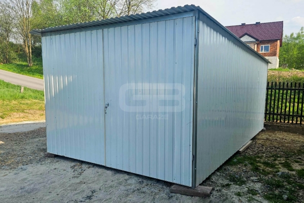 Ogłoszenie - Garaż blaszany 3x5 wolnostojący - brama dwuskrzdłowa - biały - spad w tył GB146. Zdjęcie 3