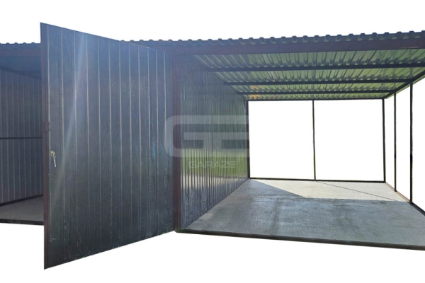 Ogłoszenie - Garaż blaszany 3x5m + wiata 3x5 m - wolnostojący - antracyt - spad w tył GB147. Zdjęcie 1