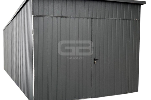Ogłoszenie - Garaż Blaszany 3x6 - Brama Dwuskrzydłowa - Antracyt - dach Spad w tył GB150. Zdjęcie 1