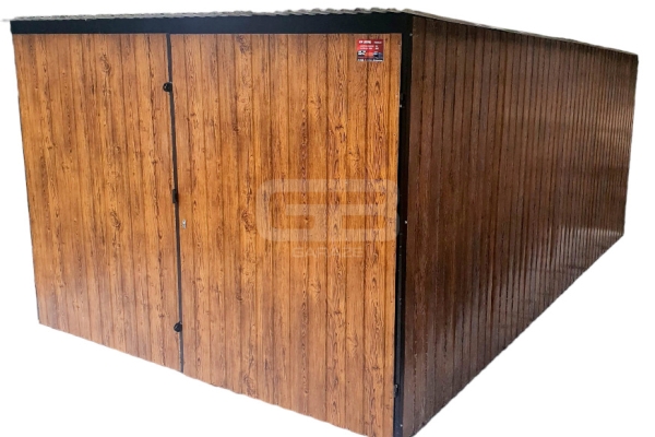 Ogłoszenie - Garaż blaszany 3x6 Brama dwuskrzydłowa - drewnopodobny - spad w tył GB151. Zdjęcie 1