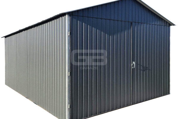 Ogłoszenie - Garaż blaszany 3x6 Brama dwuskrzydłowa - antracyt - dach dwuspadowy GB152. Zdjęcie 1