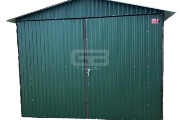 Ogłoszenie - Garaż blaszany 3x6 Brama dwuskrzydłowa Zielony dach dwuspadowy - wolnostojący GB153. Zdjęcie 1