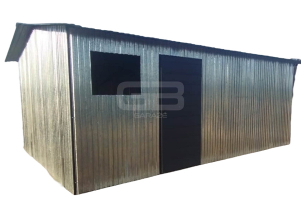 Ogłoszenie - Garaż blaszany 4x6 Brama + drzwi + otwór na okno - ocynk - dwuspad pod ocieplenie GB166. Zdjęcie 1