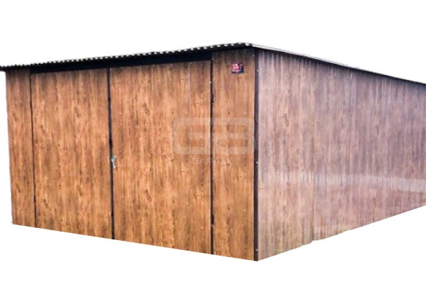 Ogłoszenie - Garaż blaszany 4x6 Brama dwuskrzydłowa Drewnopodobny Dach spad w tył GB168. Zdjęcie 1