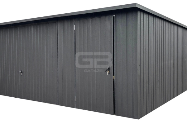 Ogłoszenie - Garaż blaszany 5x6m - brama uchylna - drzwi - okno - antracyt - dach spad w tył GB174. Zdjęcie 1