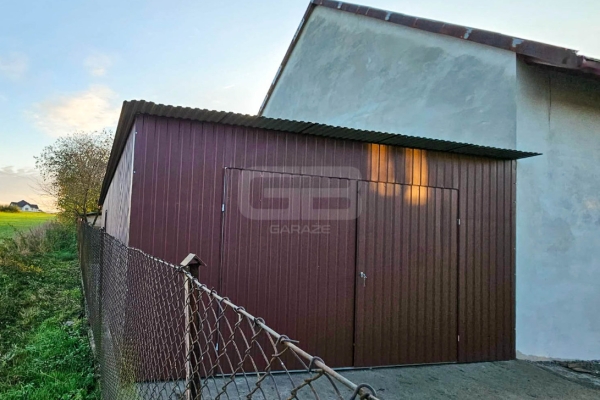 Ogłoszenie - Garaż blaszany 5x6m, wolnostojący - brama dwuskrzydłowa - drzwi - okno - spad w tył GB175. Zdjęcie 3