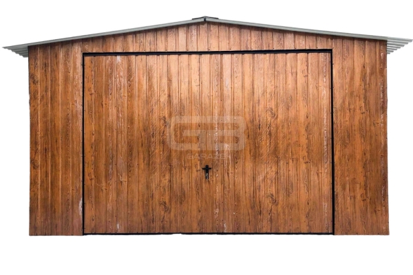 Ogłoszenie - Garaż blaszany 5x8 wolnostojący - Brama uchylna - Okno - drzwi drewnopodobny Dach dwuspadowy - GB176. Zdjęcie 1