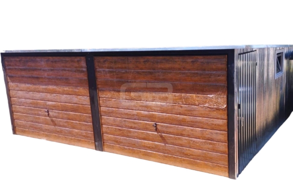 Ogłoszenie - Garaż blaszany 6x6 2x Brama + drzwi + 2x okno - ocynk - spad w tył -  pod ocieplenie GB179. Zdjęcie 1