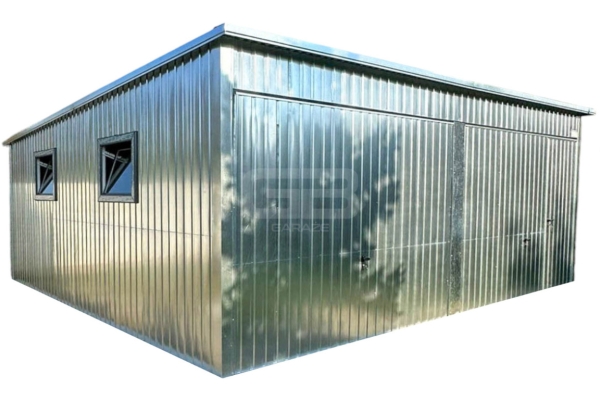 Ogłoszenie - Garaż blaszany 6x6m - 2x brama uchylna - 2x okno - drzwi - ocynk - dach spad w tył GB181. Zdjęcie 1